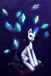 Size: 1018x1500 | Tagged: safe, artist:nyarmarr, rarity, pony, g4, magic, solo