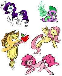 Size: 664x809 | Tagged: safe, artist:squidbiscuit, applejack, fluttershy, pinkie pie, rarity, spike, g4