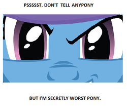 Size: 512x444 | Tagged: safe, trixie, pony, g4, abuse, adventure in the comments, all caps, background pony strikes again, close-up, eyes, mouthpiece, op is a duck, op is trying to start shit, op started shit, solo, trixiebuse, worst pony