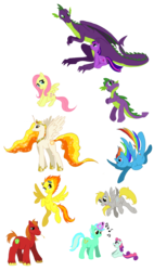 Size: 1080x1901 | Tagged: safe, artist:c-puff, big macintosh, derpy hooves, fluttershy, lyra heartstrings, princess celestia, rainbow dash, spike, spitfire, sweetie belle, twilight sparkle, alicorn, dragon, earth pony, pegasus, pony, unicorn, g4, female, filly, foal, male, mare, simple background, stallion, transparent background