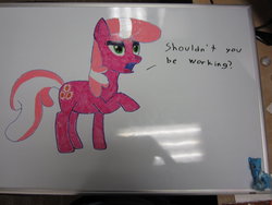 Size: 900x675 | Tagged: safe, artist:nyase, cheerilee, g4, annoy your co-worker, whiteboard