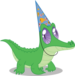 Size: 10545x10800 | Tagged: safe, artist:alien13029, gummy, alligator, g4, party of one, absurd resolution, hat, invincible goldfish, male, party hat, simple background, solo, transparent background, vector
