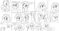 Size: 1719x900 | Tagged: safe, artist:tg-0, derpy hooves, dinky hooves, doctor whooves, pinkie pie, time turner, pegasus, pony, g4, boop, comic, cyrillic, female, mare, monochrome, noseboop, russian