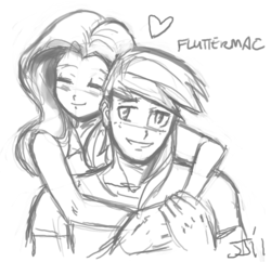 Size: 900x872 | Tagged: safe, artist:johnjoseco, big macintosh, fluttershy, human, g4, female, grayscale, humanized, male, monochrome, ship:fluttermac, shipping, straight