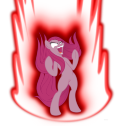 Size: 6000x6199 | Tagged: safe, artist:randomlywhimsical, pinkie pie, earth pony, pony, g4, absurd resolution, bipedal, dragon ball, dragon ball z, pinkamena diane pie, super saiyan, xk-class end-of-the-world scenario