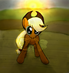 Size: 1175x1247 | Tagged: safe, artist:ksopies, applejack, g4, colored, sunset, traditional art