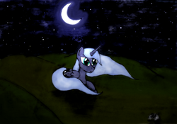 Size: 2748x1920 | Tagged: safe, artist:ksopies, princess luna, pony, g4, colored, female, moon, night, prone, solo, traditional art