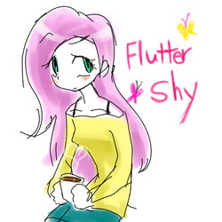 Size: 700x700 | Tagged: artist needed, safe, fluttershy, human, g4, bra strap, clothes, humanized, skirt