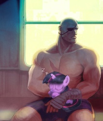 Size: 709x831 | Tagged: safe, artist:jaimito, edit, twilight sparkle, human, pony, g4, crossover, filly, muay thai, real men love ponies, sagat, street fighter, zzz