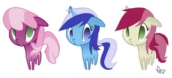 Size: 1645x748 | Tagged: safe, artist:yikomega, cheerilee, minuette, roseluck, earth pony, pony, unicorn, g4