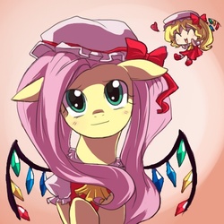 Size: 500x500 | Tagged: safe, artist:keterok, fluttershy, g4, crossover, cute, flandershy, flandre scarlet, shyabetes, touhou