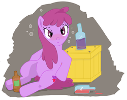 Size: 1000x788 | Tagged: safe, artist:teenbulma, berry punch, berryshine, earth pony, pony, g4, alcohol, bedroom eyes, blushing, drunk, female, looking at you, mare, solo