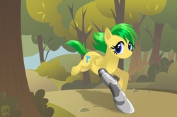 Size: 1482x982 | Tagged: safe, artist:nabbiekitty, oc, oc only, oc:gold star, cyborg, pegasus, pony, amputee, automail, female, mare, prosthetic leg, prosthetic limb, prosthetics, solo