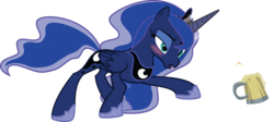 Size: 4984x2223 | Tagged: safe, artist:fallingcomets, princess luna, alicorn, pony, g4, .ai available, blushing, cider, cider mug, drunk, drunk luna, female, high res, mare, mug, simple background, solo, transparent background, vector