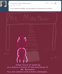 Size: 700x839 | Tagged: safe, pinkie pie, g4, ask, crimson prism, english, limited palette, lineart, rear view, solo, text, tumblr