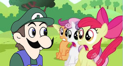 Size: 641x346 | Tagged: safe, apple bloom, scootaloo, sweetie belle, g4, cutie mark crusaders, weegee