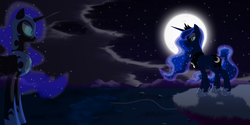 Size: 3000x1495 | Tagged: safe, artist:mdsk-rb, nightmare moon, princess luna, g4