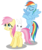 Size: 4970x5868 | Tagged: dead source, safe, artist:austiniousi, angel bunny, fluttershy, rainbow dash, pegasus, pony, rabbit, g4, absurd resolution, alternate hairstyle, animal, duo, duo female, female, mare, simple background, transparent background, vector