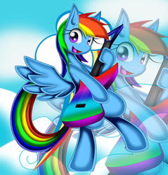 Size: 1653x1731 | Tagged: safe, rainbow dash, g4, guitar, pixiv