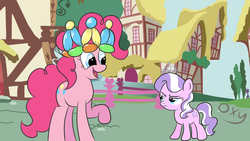 Size: 1920x1080 | Tagged: safe, diamond tiara, pinkie pie, earth pony, pony, g4, balloon, filly