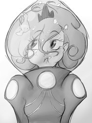 Size: 768x1024 | Tagged: safe, artist:thelivingmachine02, princess luna, human, g4, female, humanized, monochrome, solo