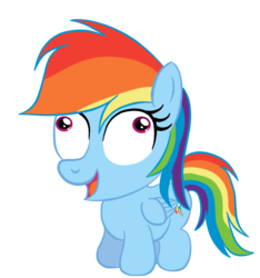 Size: 1152x1231 | Tagged: safe, artist:infernaldalek, rainbow dash, pegasus, pony, g4, chibi, cute, derp, female, filly, filly rainbow dash, insanity, simple background, solo, transparent background, younger