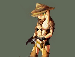 Size: 2278x1735 | Tagged: safe, applejack, human, g4, chaps, gun, humanized, simple background