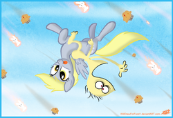 Size: 900x614 | Tagged: safe, artist:willdrawforfood1, derpy hooves, pegasus, pony, g4, cheese, female, foster's home for imaginary friends, male, mare