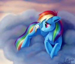 Size: 900x775 | Tagged: dead source, safe, artist:laurenmagpie, rainbow dash, pony, g4, cloud, crying, female, sad, solo