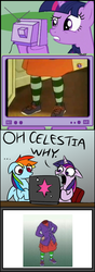 Size: 576x1633 | Tagged: safe, rainbow dash, twilight sparkle, pony, g4, computer meme, exploitable meme, headless, meme, nanny, the muppets, tv meme