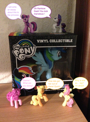 Size: 780x1047 | Tagged: safe, applejack, fluttershy, pinkie pie, rainbow dash, rarity, twilight sparkle, g4, blind bag, funny, irl, mane six, multilingual packaging, photo, toy