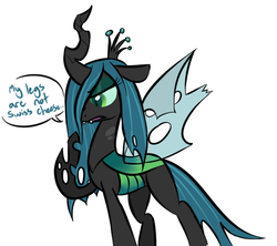 Size: 640x568 | Tagged: safe, artist:jessy, queen chrysalis, changeling, changeling queen, g4, cheeselegs, female, holes in wings, queen swissalis, solo