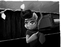 Size: 312x239 | Tagged: safe, artist:aponymous, scootaloo, g4, cigarette, flockdraw, smokerloo