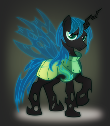 Size: 6480x7397 | Tagged: safe, artist:aerotechyon-x, queen chrysalis, changeling, g4, absurd resolution, changeling king, frown, king metamorphosis, looking at you, male, raised hoof, rule 63, solo, spread wings, this day aria colt version, vector