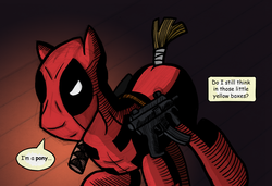 Size: 1832x1252 | Tagged: safe, series:ask the guard ponies, deadpool, ponified