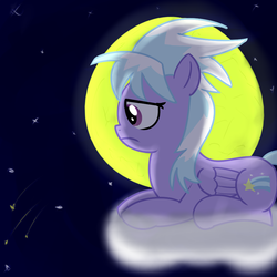 Size: 900x900 | Tagged: safe, artist:cosmonaut, cloudchaser, g4, moon, night, sad