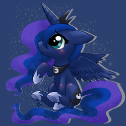 Size: 600x600 | Tagged: safe, artist:mahoxyshoujo, princess luna, alicorn, pony, g4, chibi, female, solo