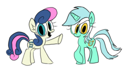 Size: 9616x5535 | Tagged: safe, artist:joeywaggoner, bon bon, lyra heartstrings, sweetie drops, earth pony, pony, unicorn, g4, absurd resolution, duo, duo female, female, mare, simple background, transparent background