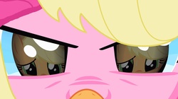 Size: 1536x859 | Tagged: safe, applejack, pinkie pie, g4, exploitable meme, eyes, pinkievision meme, pov, reflection