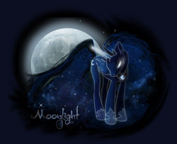Size: 1024x833 | Tagged: safe, artist:sambragg, princess luna, pony, g4, female, glowing eyes, moon, solo