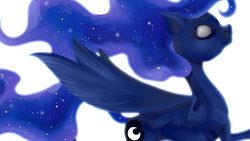 Size: 1366x768 | Tagged: safe, artist:ladyamaltea, princess luna, pony, g4, female, glitter, simple background, solo