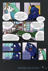 Size: 1275x1911 | Tagged: safe, artist:dracojayproduct, princess celestia, princess luna, comic:lunar isolation, g4, comic, crying, sad