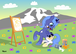 Size: 2334x1659 | Tagged: safe, artist:okami, princess luna, pony, g4, female, paint, paint on fur, s1 luna, solo