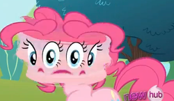 Size: 444x258 | Tagged: safe, screencap, pinkie pie, earth pony, pony, g4, putting your hoof down, season 2, cartoon physics, faic, female, great moments in animation, hub logo, smear frame, solo