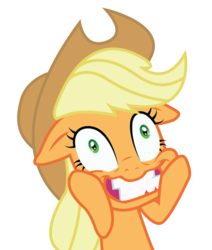 Size: 823x971 | Tagged: safe, edit, applejack, earth pony, pony, g4, clock is ticking, faic, female, insanity, simple background, snapplejack, solo, transparent background, twilight snapple