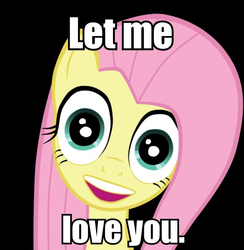Size: 682x700 | Tagged: safe, fluttershy, g4, eyes, image macro, overly attached girlfriend, reaction image, yandere, yandershy