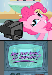 Size: 550x800 | Tagged: safe, pinkie pie, earth pony, pony, g4, exploitable meme, fight fighters, gravity falls, male, meme, tv meme, why you ackin' so cray-cray?