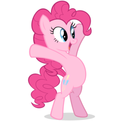 Size: 894x894 | Tagged: safe, pinkie pie, earth pony, pony, g4, my little pony: friendship is magic, putting your hoof down, belly, bipedal, female, hug, simple background, solo, transparent background, vector, y pose