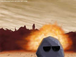 Size: 800x600 | Tagged: safe, artist:thelonelampman, tom, g4, explosion, sunglasses