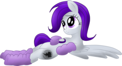 Size: 3134x1707 | Tagged: safe, artist:jetwave, oc, oc only, oc:morning glory (project horizons), pony, fallout equestria, fallout equestria: project horizons, branded, clothes, dashite, dashite brand, lying down, socks, solo